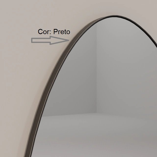 Espelho Orgânico 115cm X 70cm E02 Moldura Couro Preto - 3