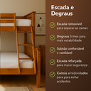 Ver imagem 4 de Beliche Casal Alta de Madeira com Grade de Proteção e Escada