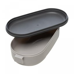 Marmita Hermética com Talheres 850ml Cinza Plástico - Lyor - 3