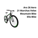 Ver imagem 4 de Bicicleta Aro 26 Aero 21 Marchas Velox - Preto - Ello Cor:preto/verde