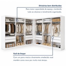 Closet Casal sem Portas 8 Gavetas Paris Duo Premium Yescasa Branco - 13 Closet Casal sem Portas 8 Gavetas Paris Duo Premium Yescasa Branco - 13