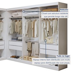 Closet Casal sem Portas 8 Gavetas Paris Duo Premium Yescasa - 10