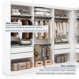Closet Casal sem Portas 8 Gavetas Paris Duo Premium Yescasa Branco - 12 Closet Casal sem Portas 8 Gavetas Paris Duo Premium Yescasa Branco - 12