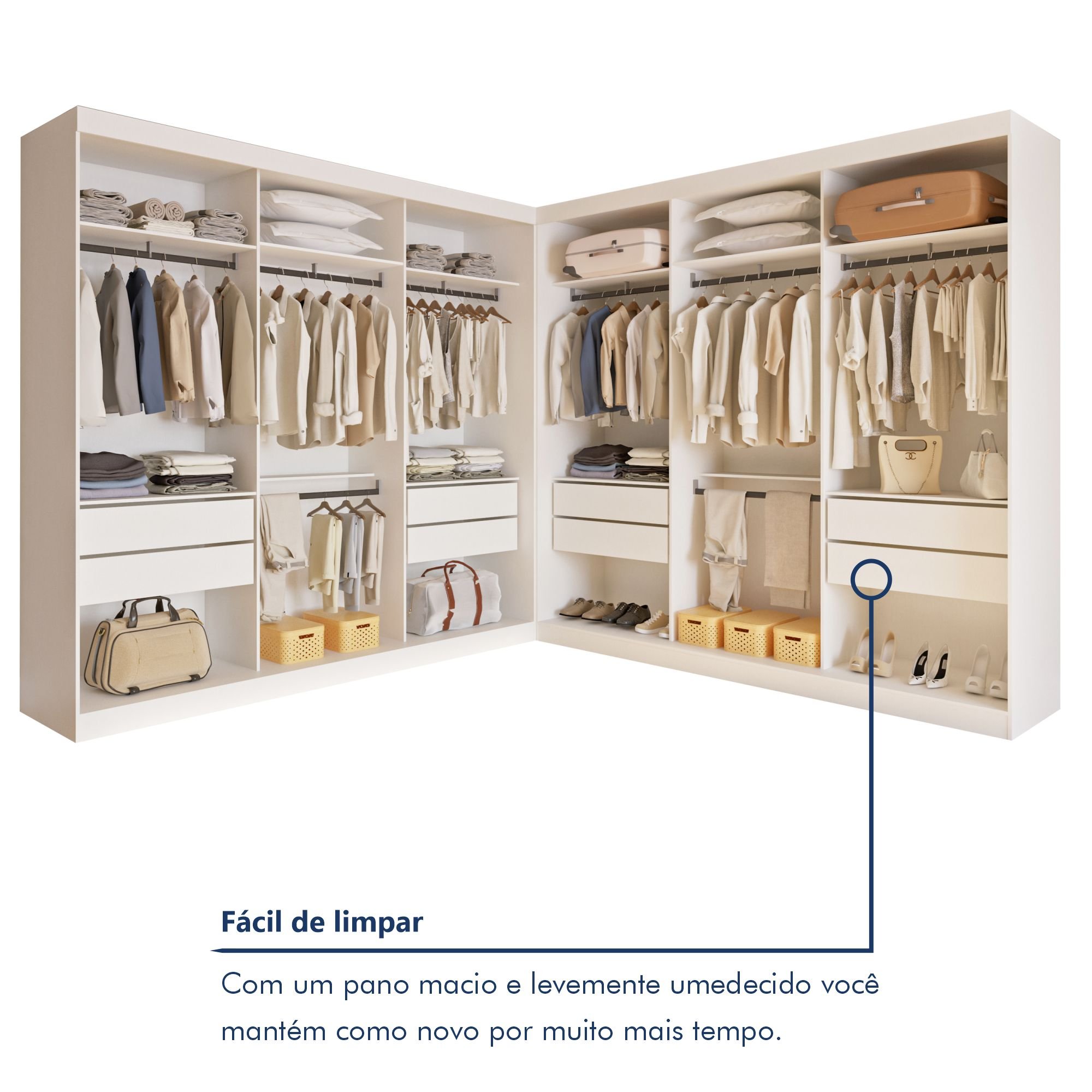 Closet Casal sem Portas 8 Gavetas Paris Duo Premium  - 7