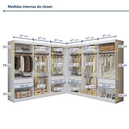 Closet Casal sem Portas 8 Gavetas Paris Duo Premium  - 4