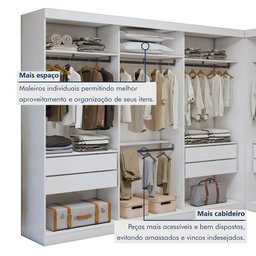 Closet Casal sem Portas 8 Gavetas Paris Duo Premium Yescasa - 9