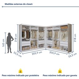 Closet Casal sem Portas 8 Gavetas Paris Duo Premium  - 3