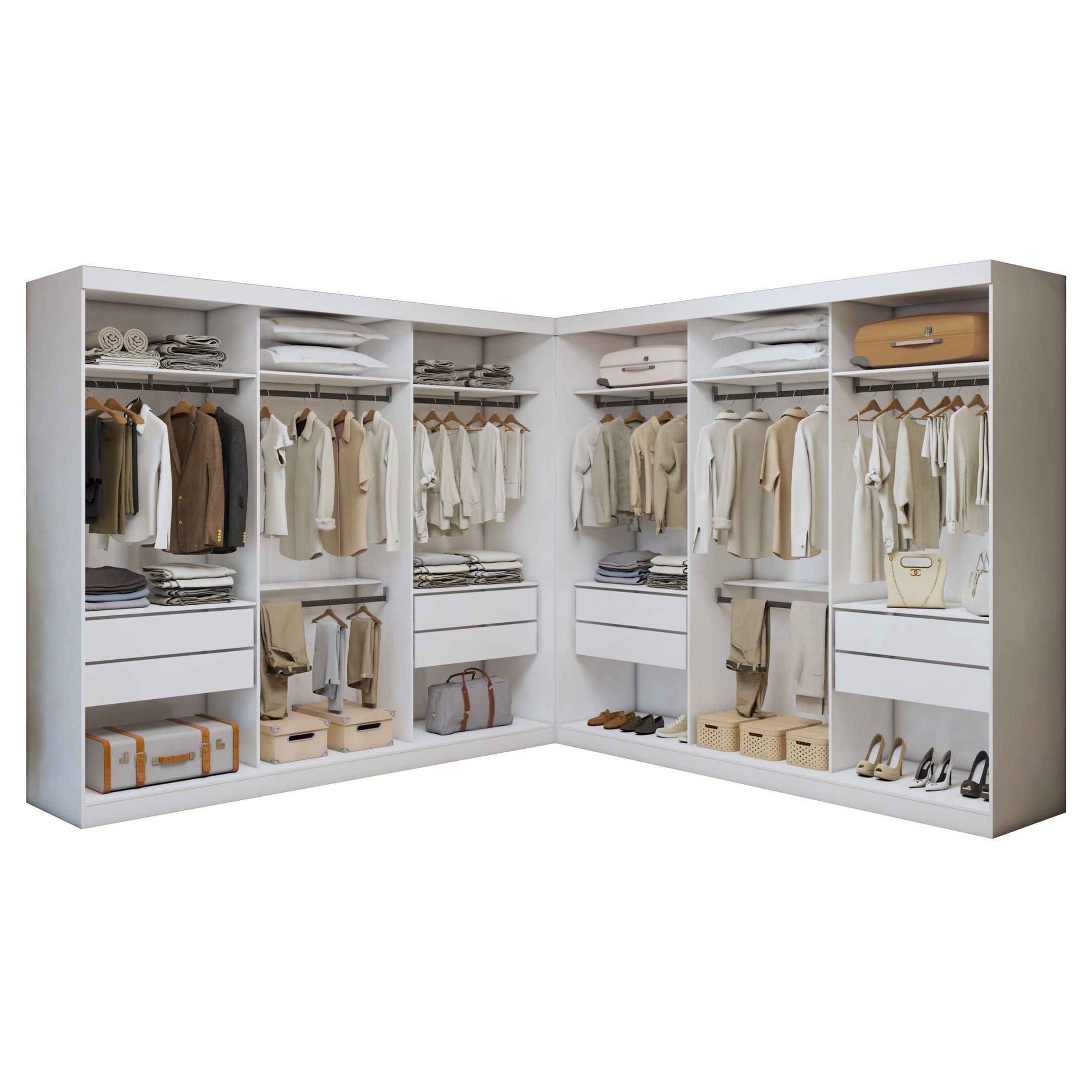 Closet Casal sem Portas 8 Gavetas Paris Duo Premium | MadeiraMadeira