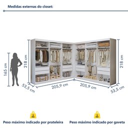 Closet Casal sem Portas 8 Gavetas Paris Duo Premium Yescasa - 4