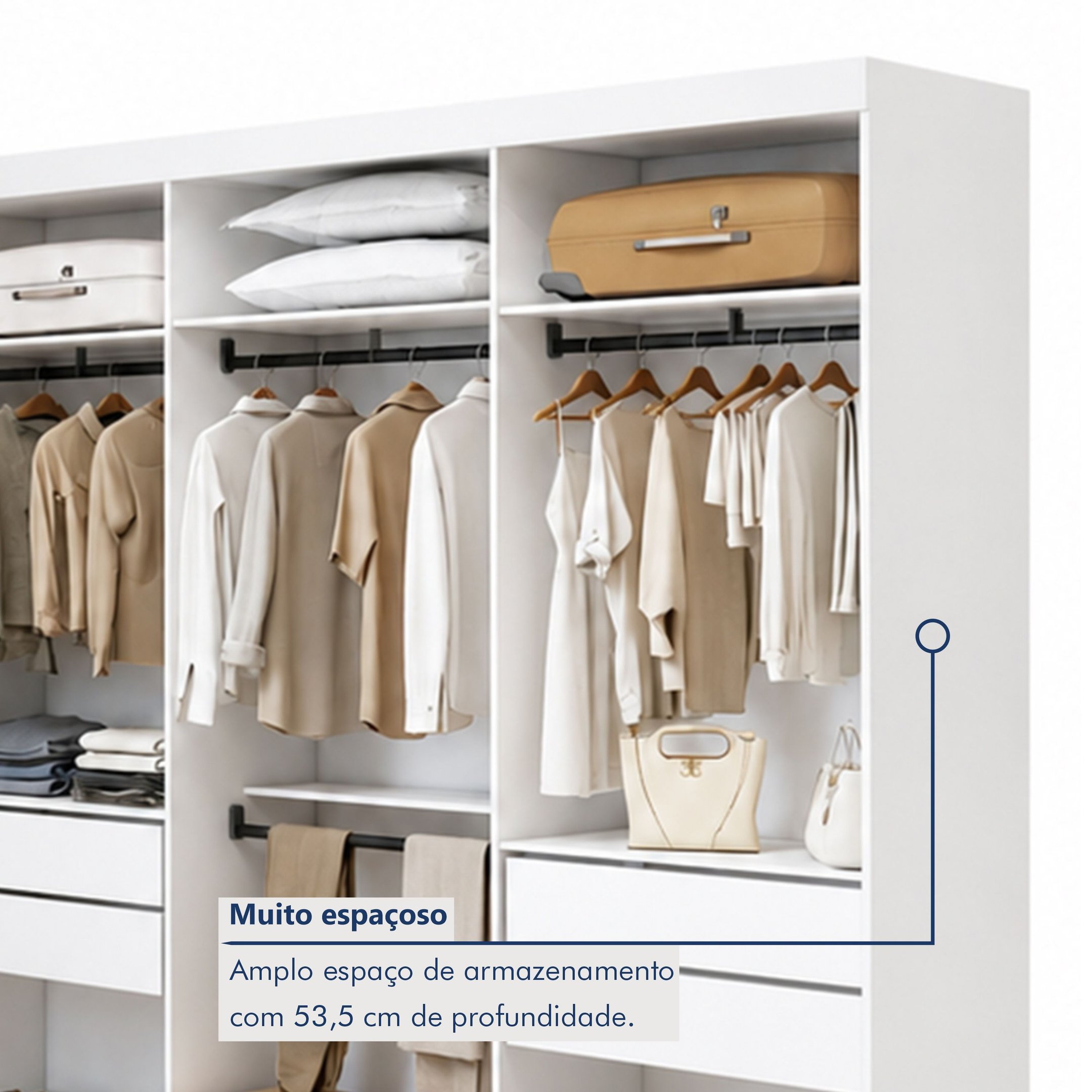 Closet Casal sem Portas 8 Gavetas Paris Duo Premium Yescasa
