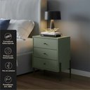 Ver imagem 3 de Cômoda de Cabeceira 3 Gavetas com Pintura UV e Pés em Metal 49x62x38cm Jade