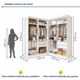 Closet Casal sem Portas 4 Gavetas Júlia Duo Yescasa Branco - 4 Closet Casal sem Portas 4 Gavetas Júlia Duo Yescasa Branco - 4