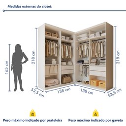 Closet Casal sem Portas 4 Gavetas Júlia Duo  - 8