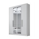 Ver imagem 1 de Guarda Roupa Solteiro com Espelho 4 Portas 3 Gavetas - Moderni -Branco - Móveis Novo Horizonte