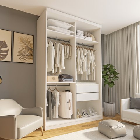 Closet Solteiro sem Portas 2 Gavetas Júlia Yescasa