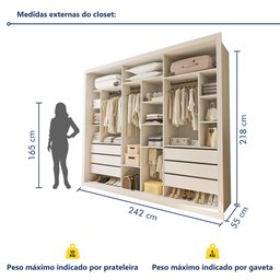 Módulo Closet Casal sem Portas 6 Gavetas Itália  - 8