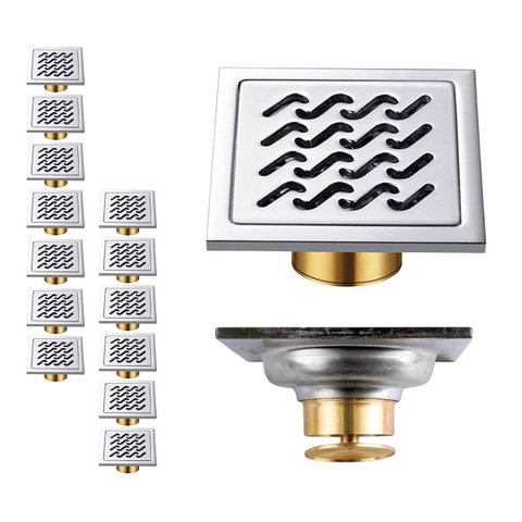Ralo 10x10 Aço Inox Kit 13 Uni Anti Odor Anti Inseto Banheiro Lavabo Resistente Higienico Casa Box