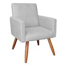 Ver imagem 1 de Poltrona Nina Veludo Cinza Pés Palito Castanho - Slk Decor