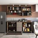Ver imagem 2 de Cozinha Pequena 4 Peças Armários Balcões e Nicho Microondas Mel Luciane Móveis