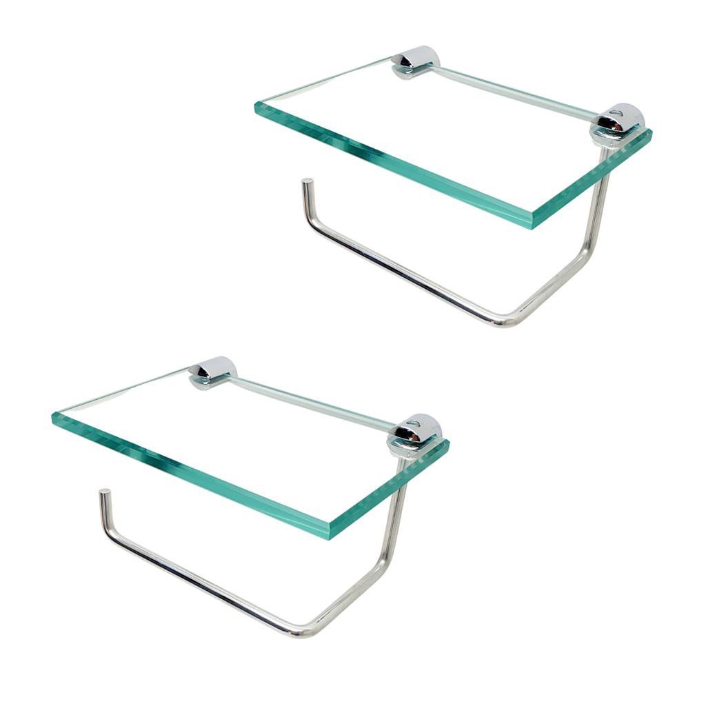 2 Porta Papel Higienico Em Vidro Incolor Com Apoio p/ Celular - 1