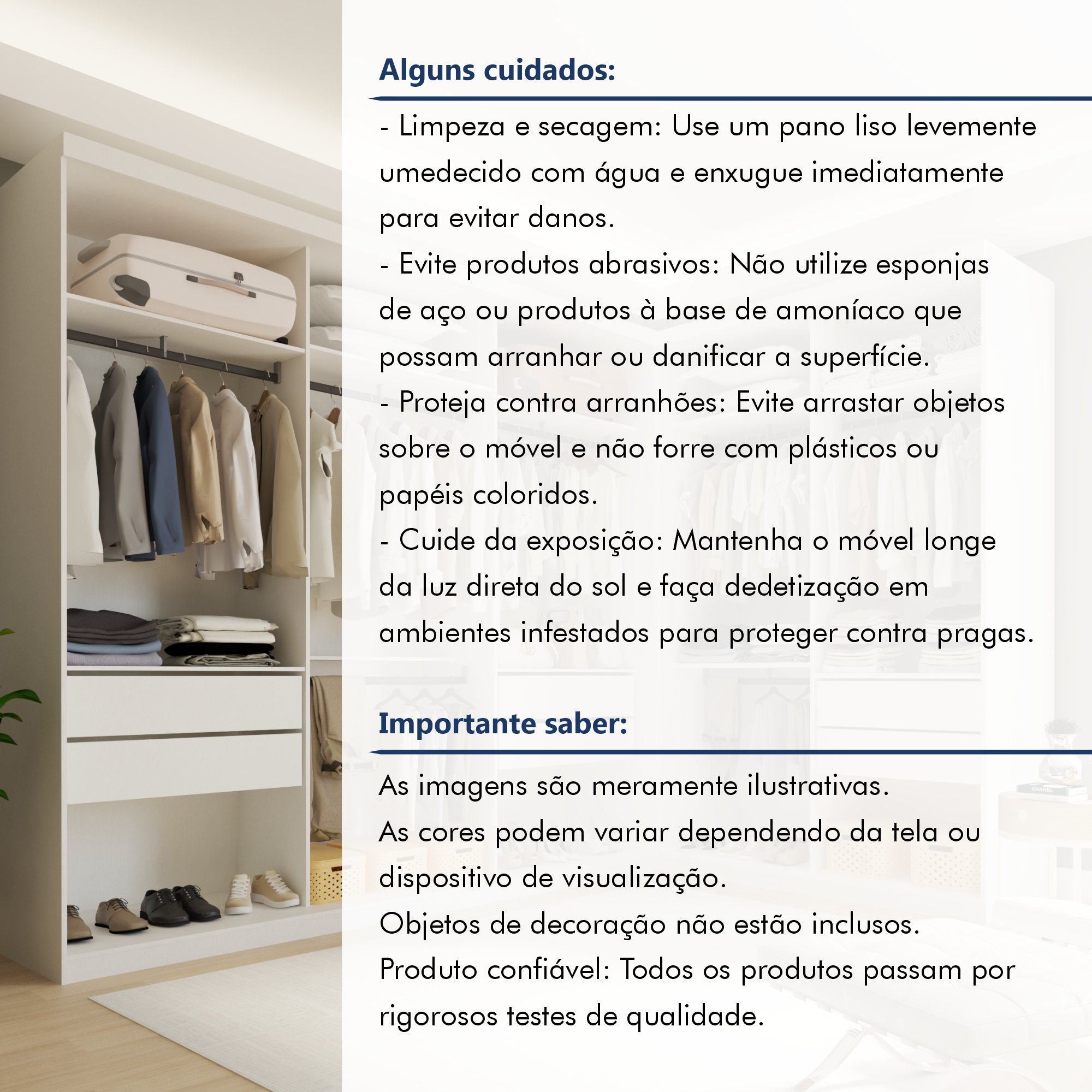 Conjunto Closet Casal sem Portas 2 Módulos 6 Gavetas França  - 9