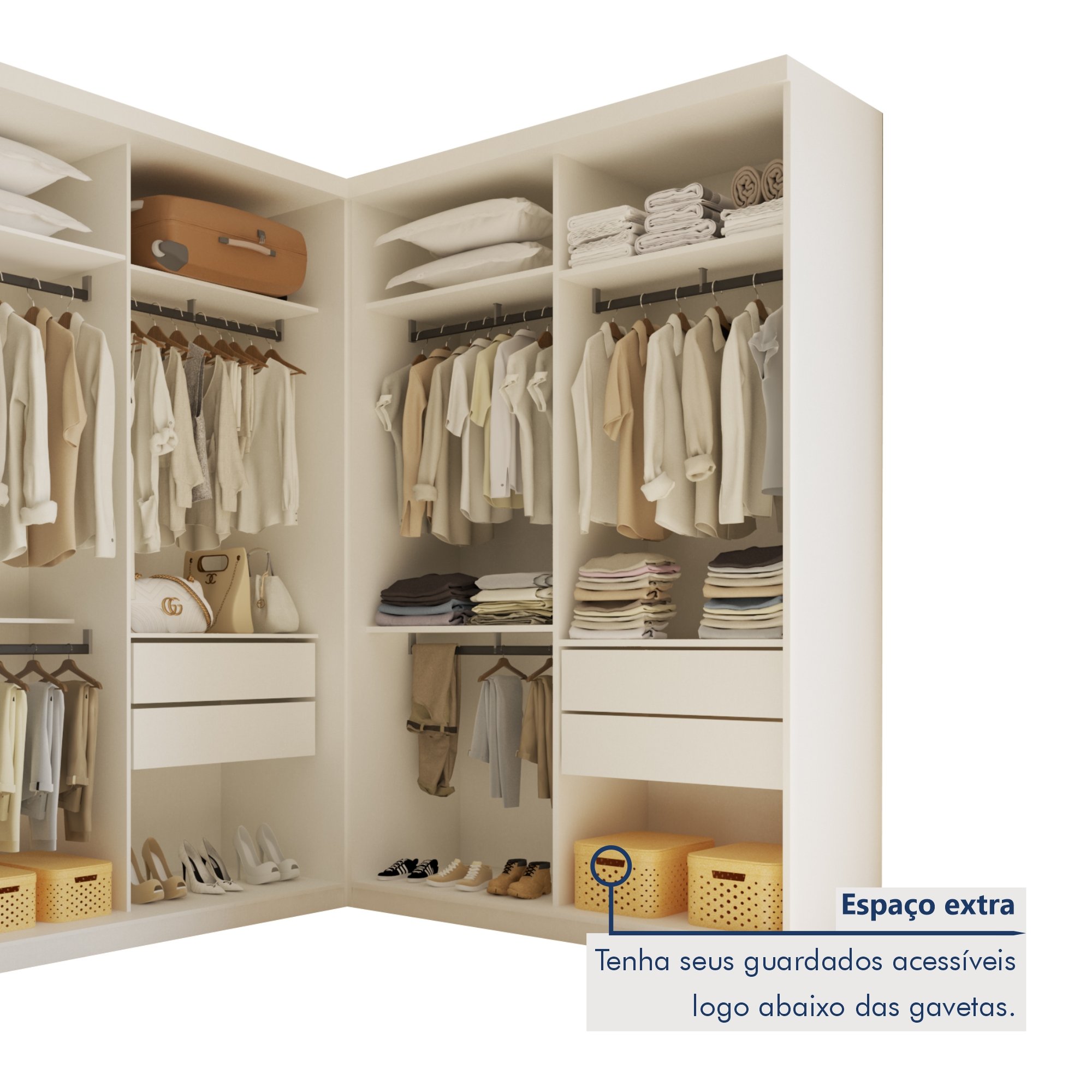 Conjunto Closet Casal sem Portas 2 Módulos 6 Gavetas França  - 4