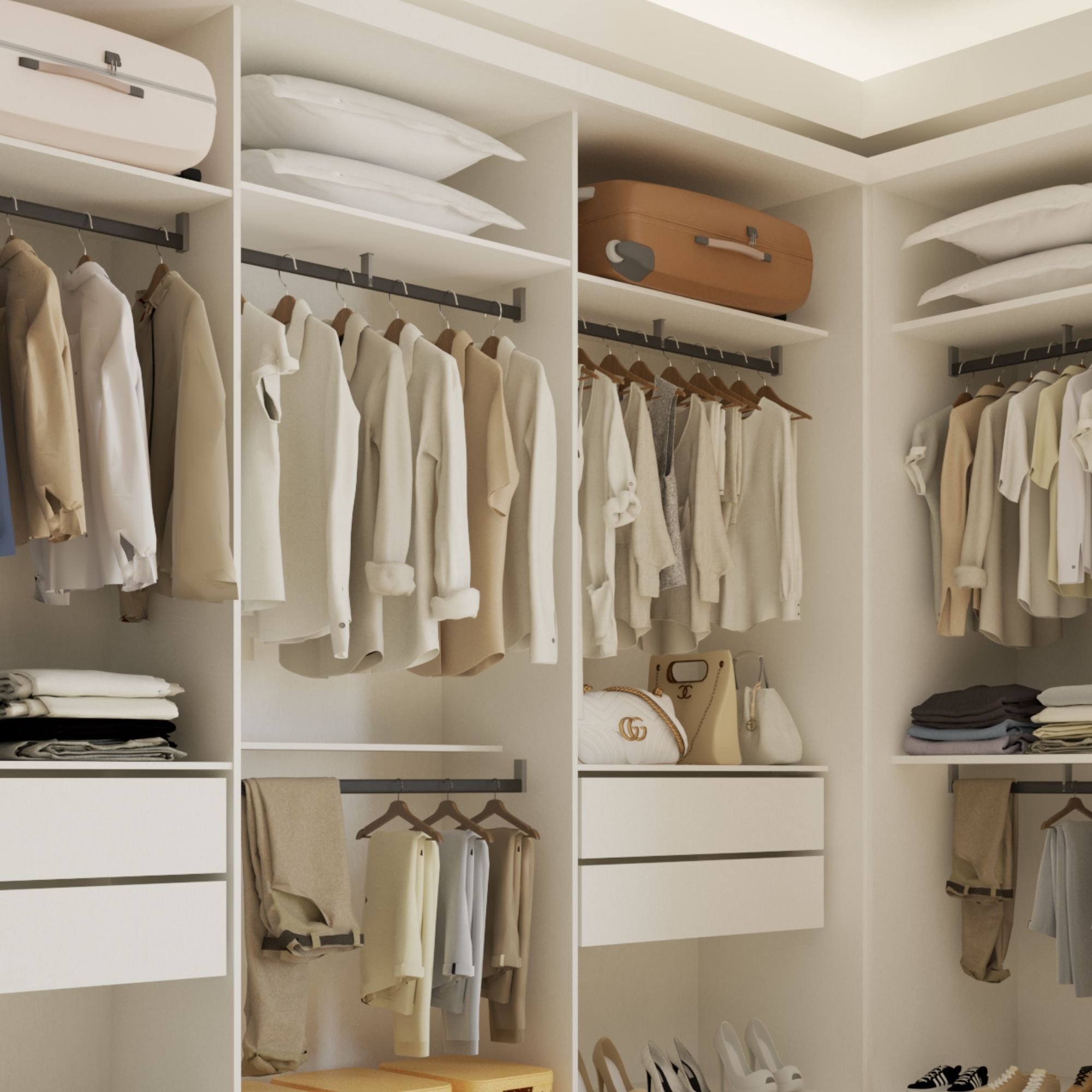Conjunto Closet Casal sem Portas 2 Módulos 6 Gavetas França