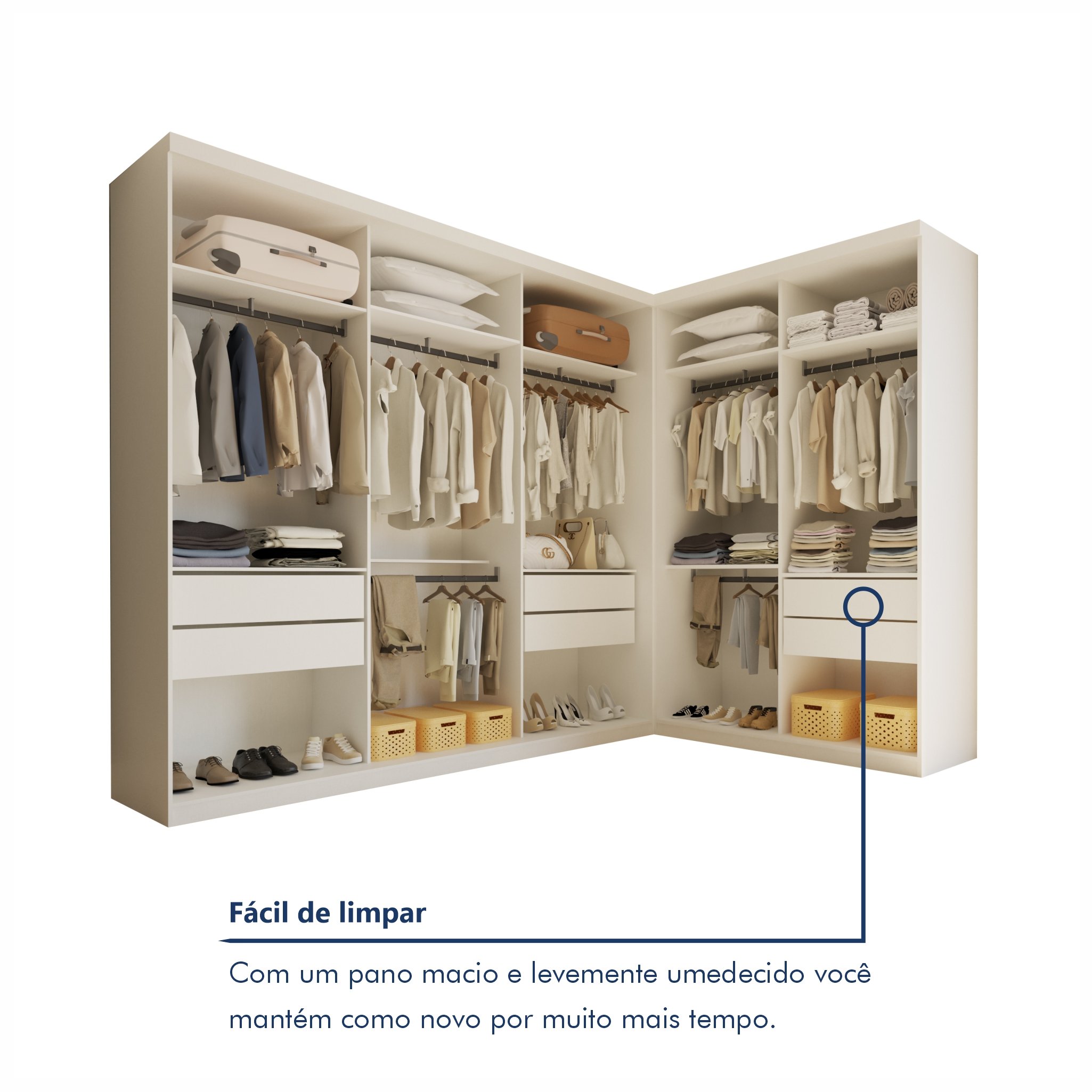 Conjunto Closet Casal sem Portas 2 Módulos 6 Gavetas França  - 6