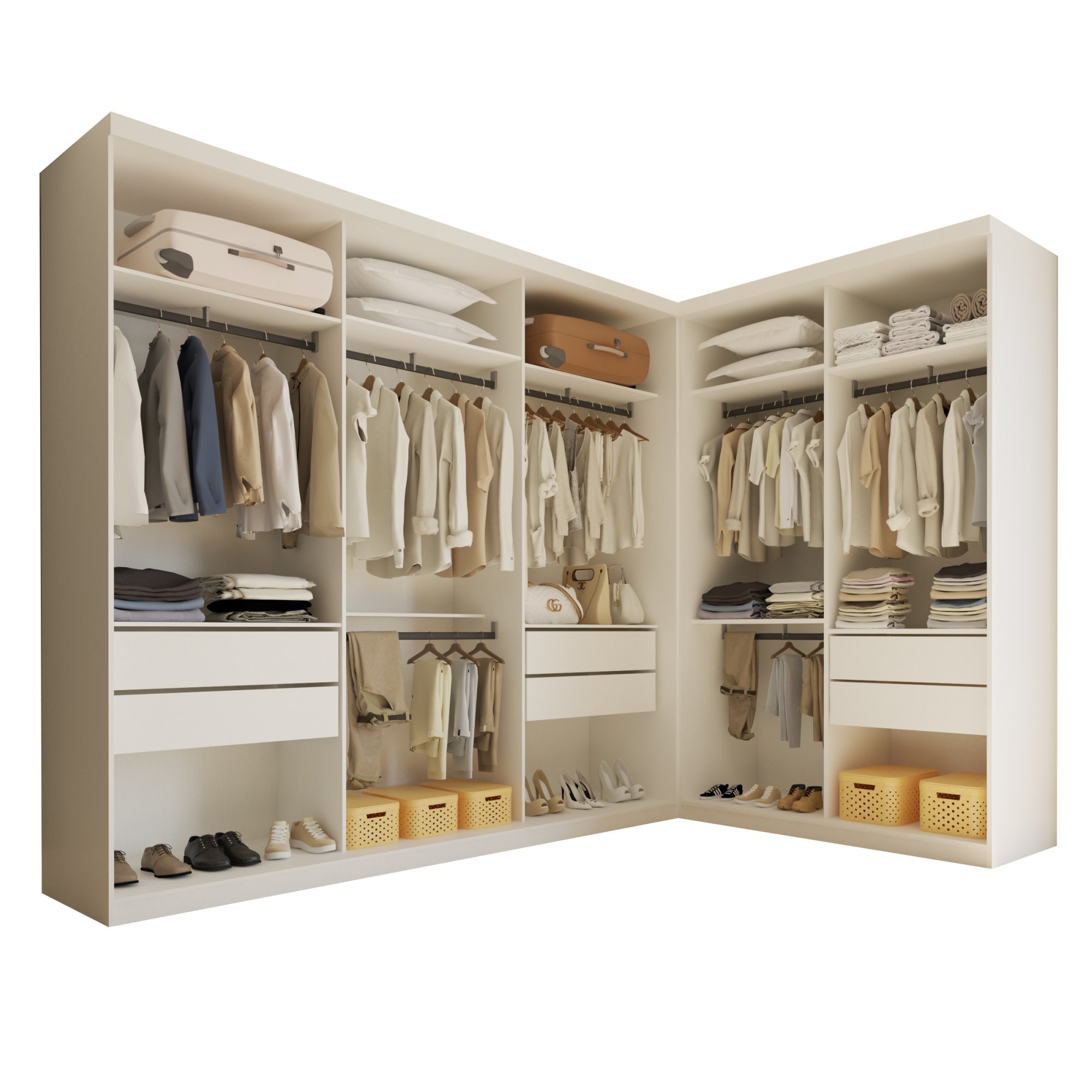 Conjunto Closet Casal sem Portas 2 Módulos 6 Gavetas França  - 10