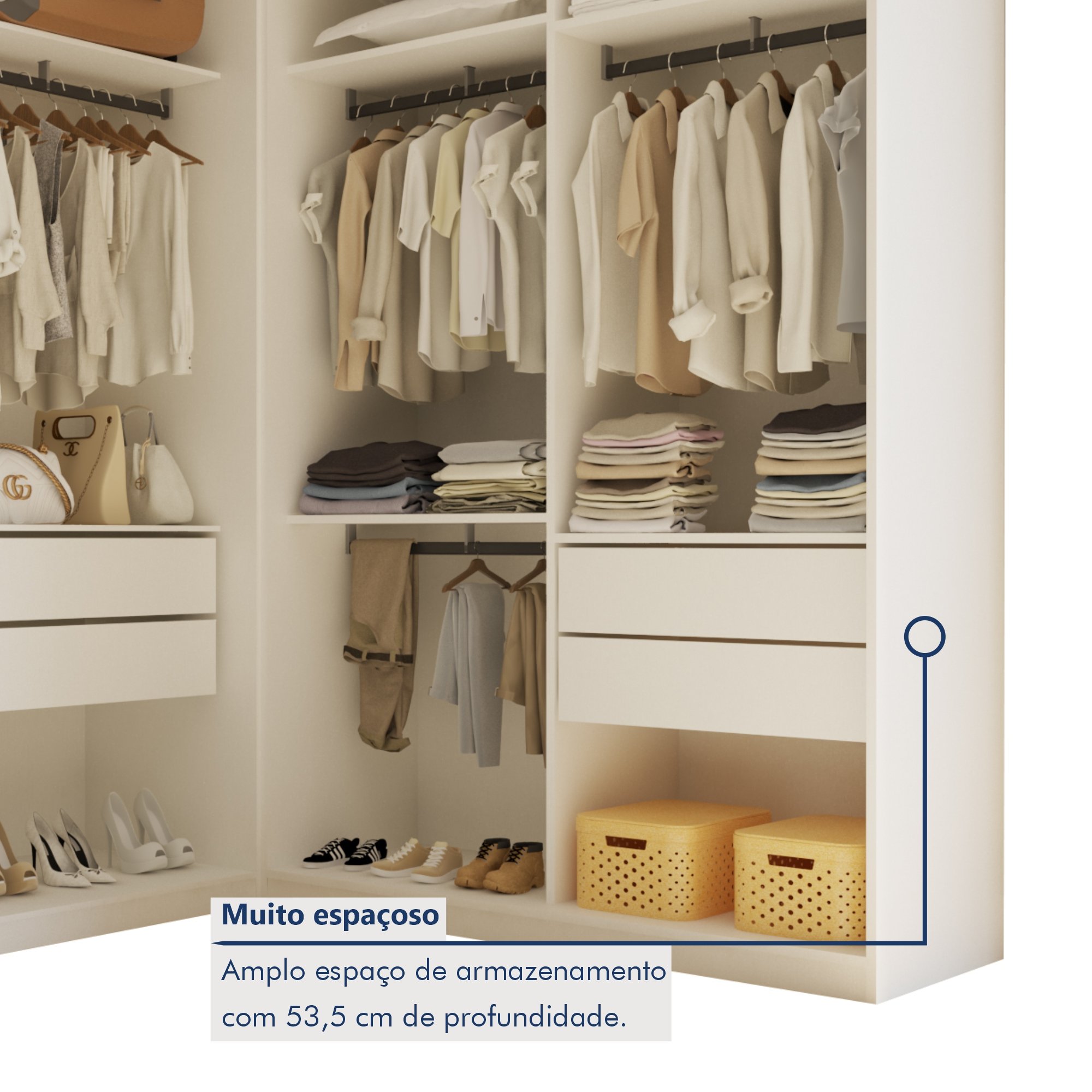 Conjunto Closet Casal sem Portas 2 Módulos 6 Gavetas França  - 2