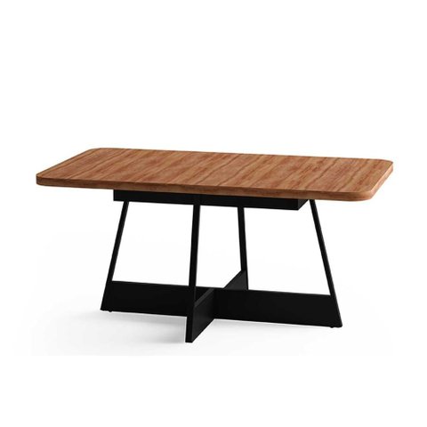 Mesa para Cozinha Átria Retangular 1592 Aço C/tampo Madeirado 160x90cm Nogal/preto/preto - Carraro