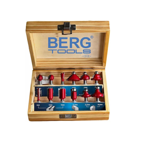 Jogo de Fresa para Madeira 1/4" com 12 Peças para Tupia Berg