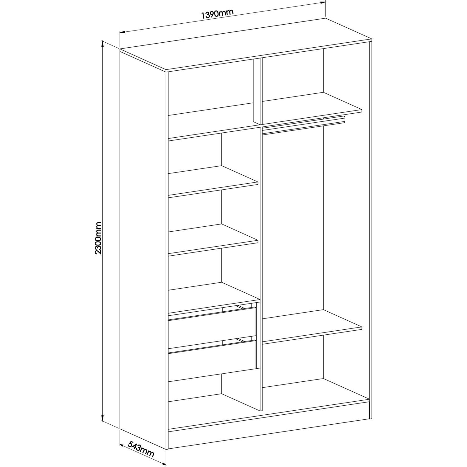 Guarda Roupa Modulado 2 Portas de Correr 2 Gavetas Requinte - 4