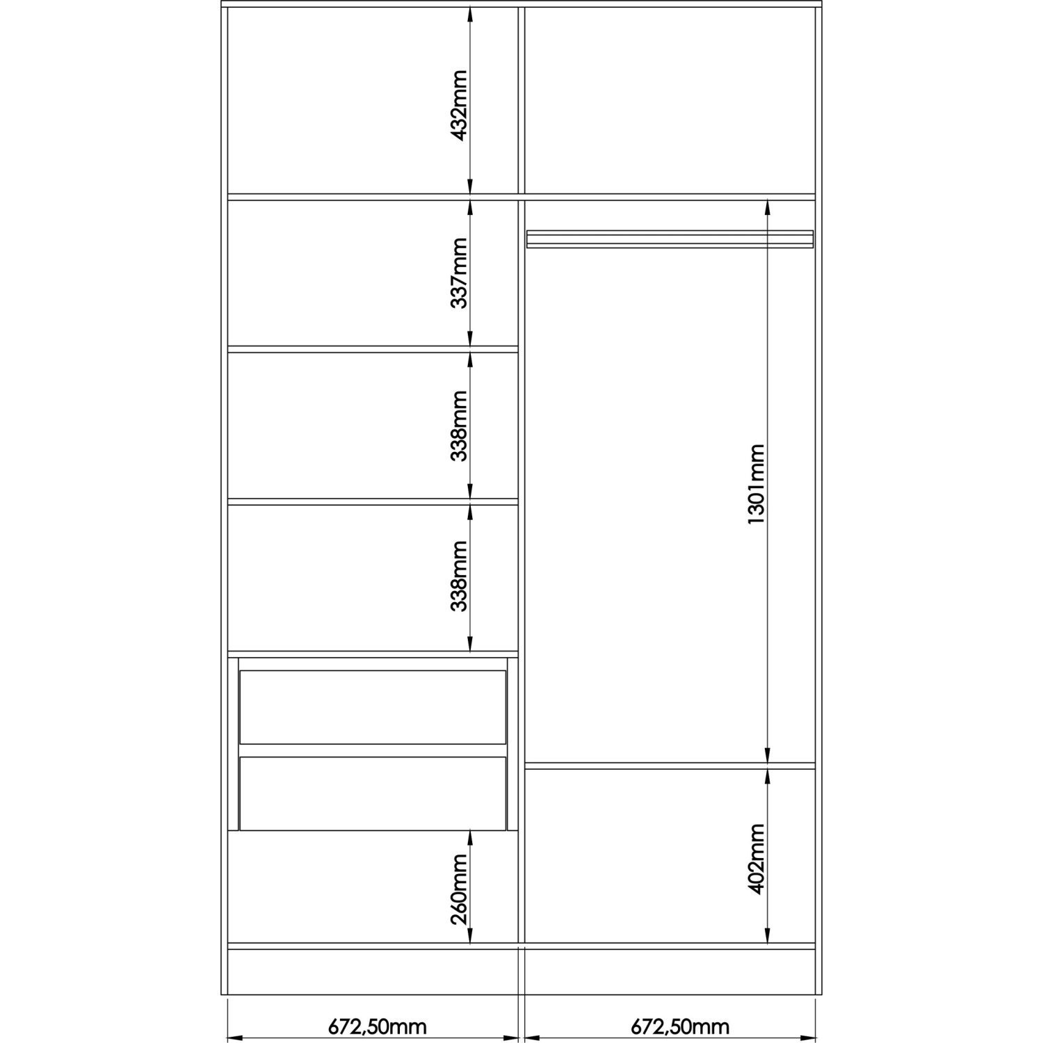 Guarda Roupa Modulado 2 Portas de Correr 2 Gavetas Requinte - 5