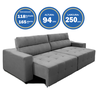 Sofá Top Lubeck 250 cm 3 Lugares Reclinável e Retrátil Suede Cinza - Sofá na Web - 3