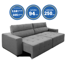Ver imagem 3 de Sofá Top Lubeck 250 cm 3 Lugares Reclinável e Retrátil Suede Cinza - Sofá na Web