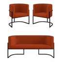 Ver imagem 1 de Kit 2 Poltronas + Sofá 2 Lugares Base de Metal Black Balaqui Terracota