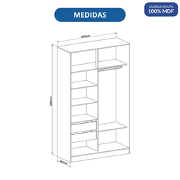 Guarda Roupa Modulado 2 Portas de Correr 2 Gavetas Requinte 100% MDF - 3 Guarda Roupa Modulado 2 Portas de Correr 2 Gavetas Requinte 100% MDF - 3