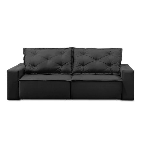 Sofá Retrátil e Reclinável 3 Lugares com Molas 1,80m Aline Suede Preto Rover & Beato