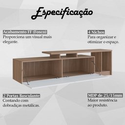 Rack Bancada para Tv 50 Pol 2 Portas B91 Montana Branco Novam - 3