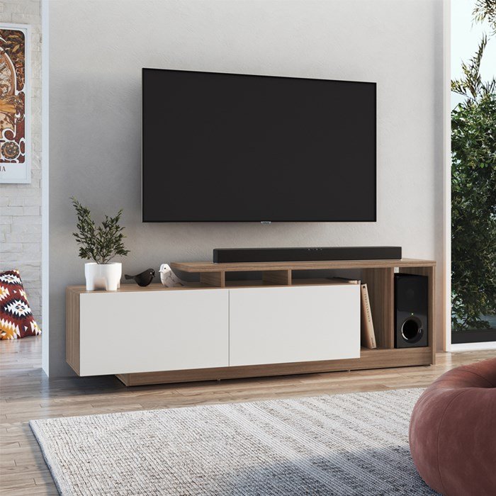 Rack Bancada para Tv 50 Pol 2 Portas B91 Montana Branco Novam - 8