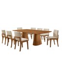 Ver imagem 2 de Sala de Jantar Mesa Noronha 220cm Tampo Laminado Barril com 8 Cadeiras Bella