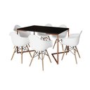 Ver imagem 2 de Mesa Industrial Jantar Preta 137x90cm Base Cobre V com 6 Poltronas Eames Eiffel Brancas Base Cobre