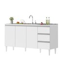 Ver imagem 1 de Balcão Salvador 1,60 Mt 3 Gavetas 3 Portas 100% Mdf Branco