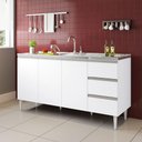 Ver imagem 2 de Balcão Salvador 1,60 Mt 3 Gavetas 3 Portas 100% Mdf Branco