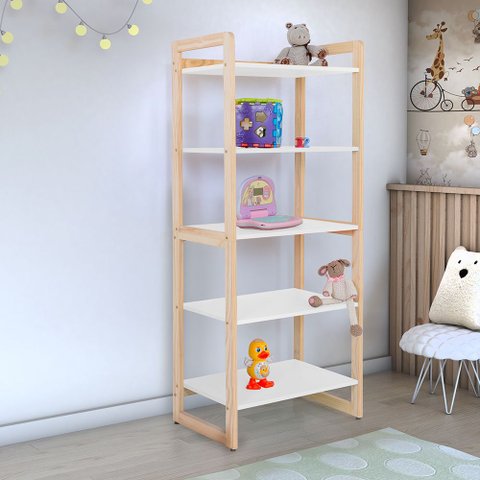 Estante Infantil Alta para Livros e Brinquedos Diversos 64x150cm Colorê Branco