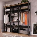 Ver imagem 1 de Guarda Roupa Aberto Closet 2 Modulos Cabideiro 1 Modulo Prateleira Wood 