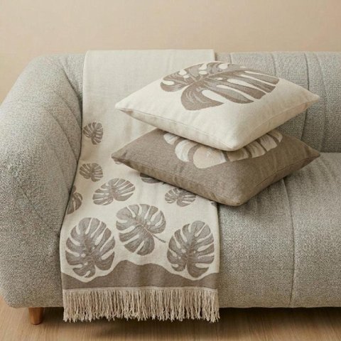 Kit Manta e Almofadas Decorativas para Sofá Chade Caramelo - Nexta Casa