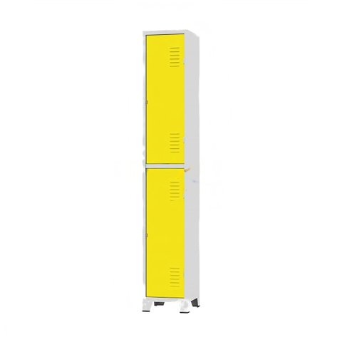 Armário Roupeiro de Aço para Vestiário 2 Portas Locker Amarelo com Chave