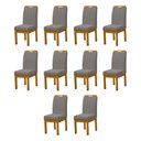 Ver imagem 1 de Kit 10 Cadeiras Blend Pés Madeira Maciça Conjunto Sala de Jantar Sofisticado Premium - Cinza Escuro